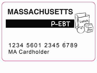Image of the Massachusetts Pandemic EBT card (P-EBT card).